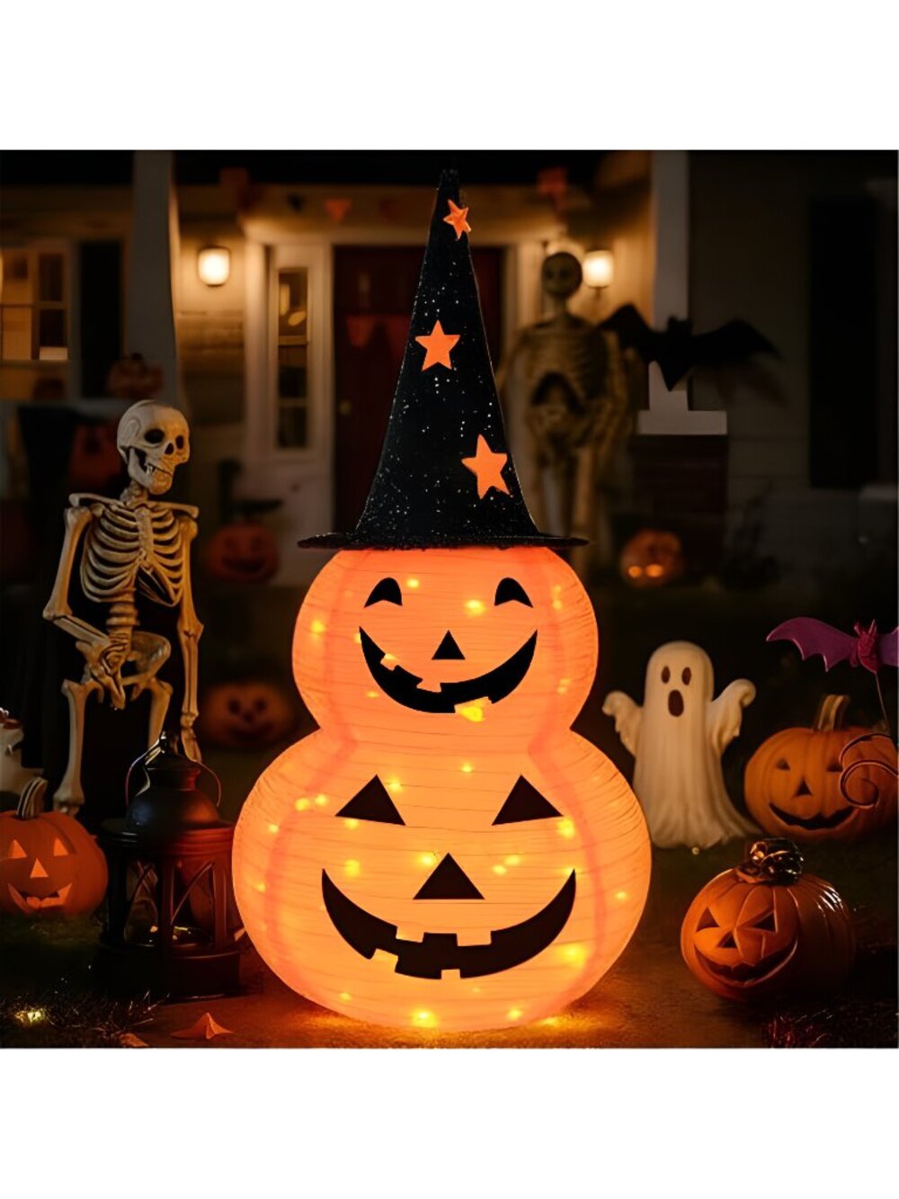 3FT Pumpkin Halloween Decorations Outdoor, 8 Modes Battery Operated Pumpkin